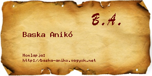 Baska Anikó névjegykártya